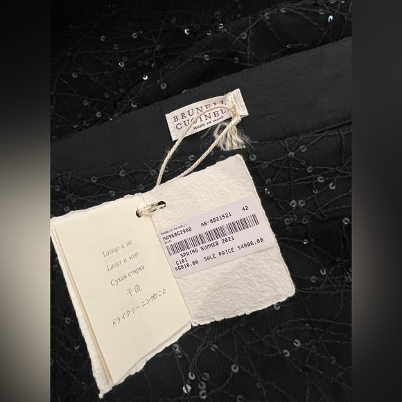 Brunello Cucinelli black tulle paillette mid skirt - Picture 10 of 10